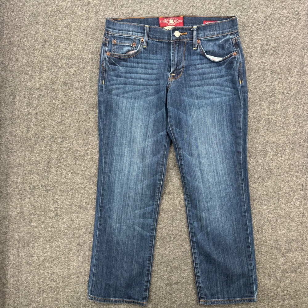 Lucky Brand Sweet N Crop Jeans Womens 4/27 Dark Wash Straight Leg Denim boho